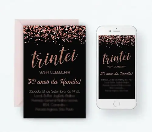 Convite Digital Rose Gold