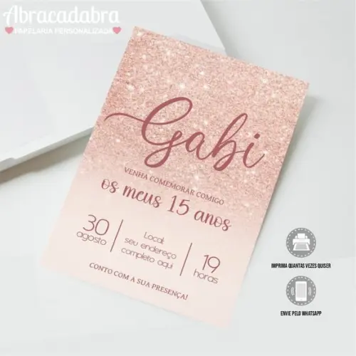 Convite Digital Rose Gold