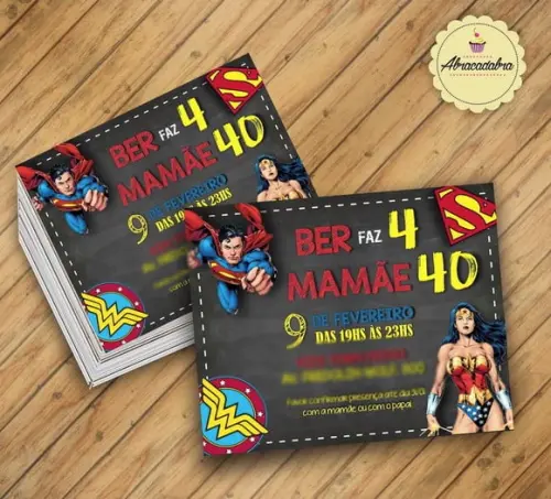 Convite Digital Super Homem e Mulher Maravilha
