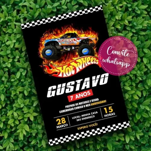 Convite Hot Wheels Digital