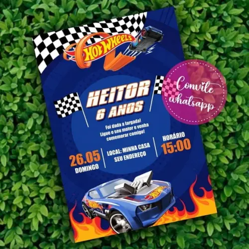 Convite Hot Wheels Digital