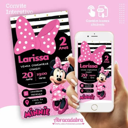Convite Interativo Minnie Rosa