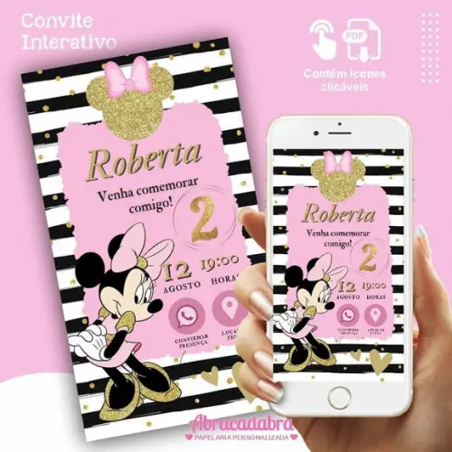 Convite Interativo Minnie Rosa