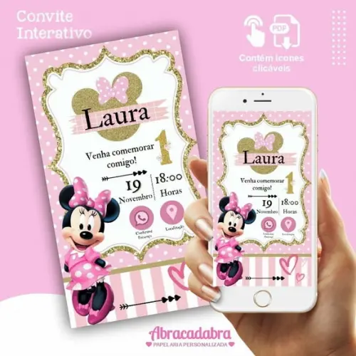 Convite Interativo Minnie Rosa