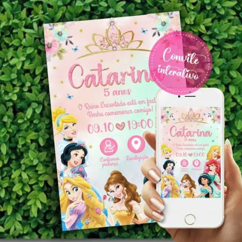 Convite Interativo Princesas Disney