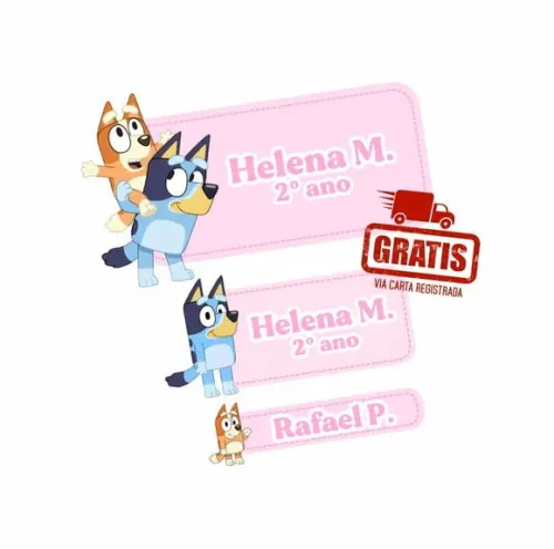 Etiqueta Escolar Bluey Menina 122 Unidades Frete Grátis