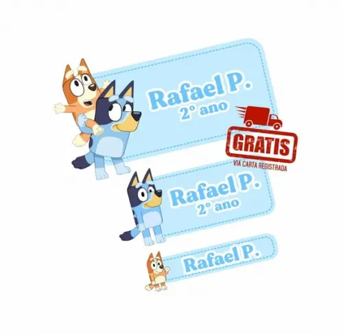 Etiqueta Escolar Bluey Menino Frete Grátis