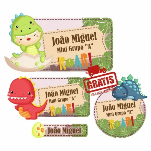 Etiqueta Escolar Dino Baby Frete Grátis