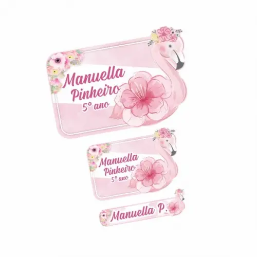 Etiqueta Escolar Flamingo