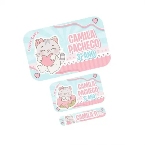 Etiqueta Escolar Gatinha