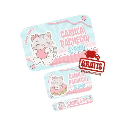 Etiqueta Escolar Gatinha Frete Grátis