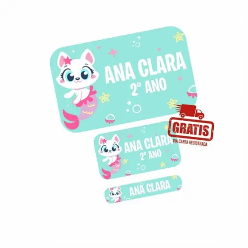 Etiqueta Escolar Gatinha Puket Frete Grátis