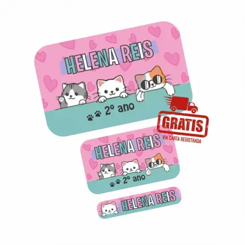 Etiqueta Escolar Gatinho Frete Grátis