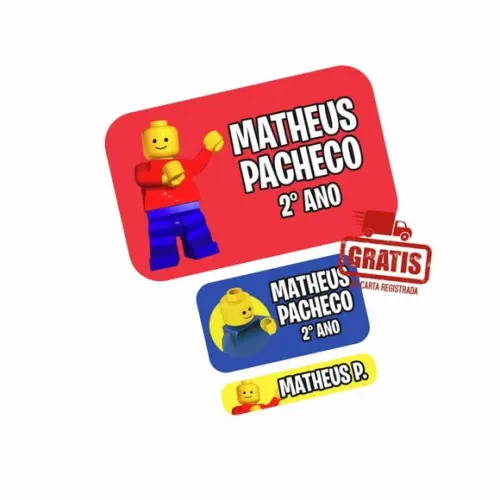 Etiqueta Escolar Lego Frete Grátis
