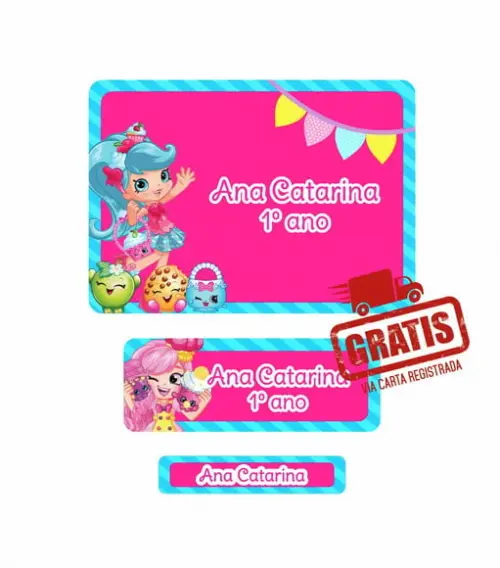 Etiqueta Escolar Menina 250 unidades - Frete Grátis