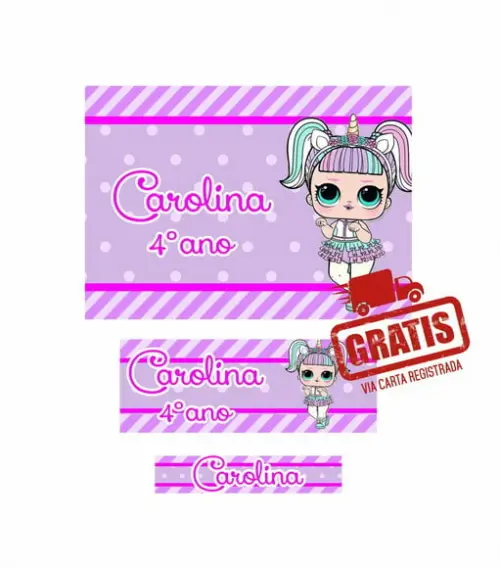Etiqueta Escolar Menina 250 unidades - Frete Grátis
