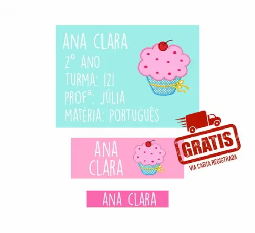 Etiqueta Escolar Menina 250 unidades - Frete Grátis