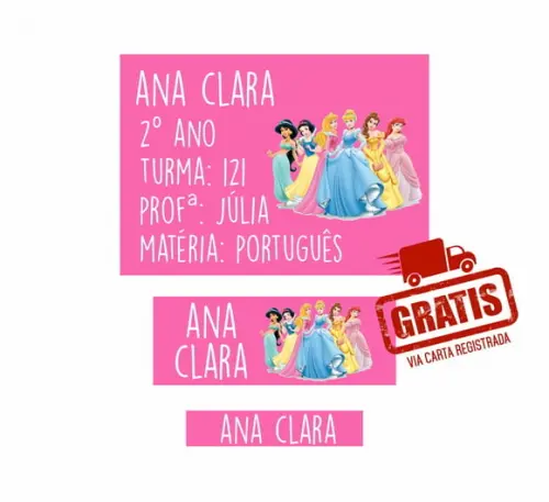 Etiqueta Escolar Menina 250 unidades - Frete Grátis