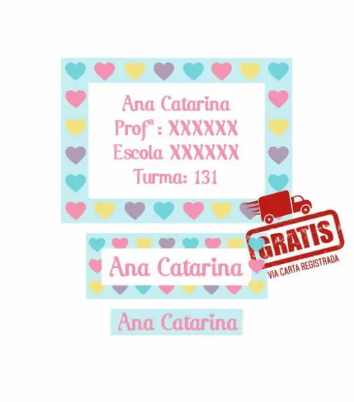 Etiqueta Escolar Menina 250 Unidades - Frete Grátis