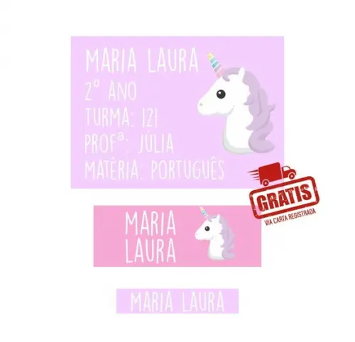 Etiqueta Escolar Menina 250 unidades - Frete Grátis via CR