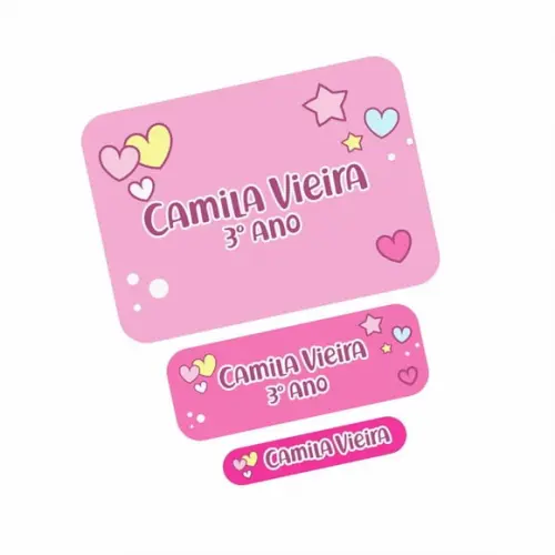 Etiqueta Escolar Menina Coração