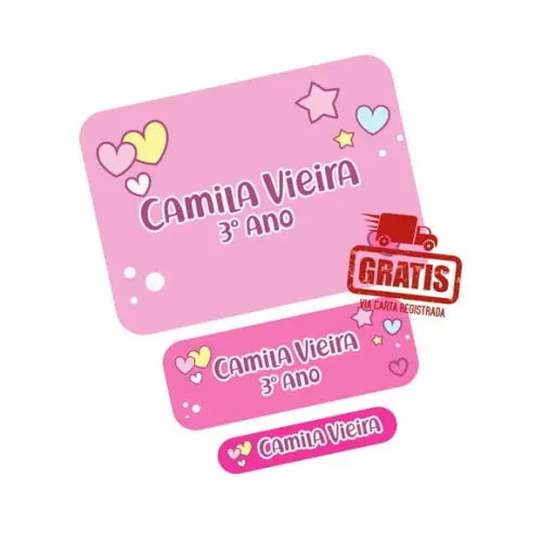 Etiqueta Escolar Menina Coração Frete Grátis