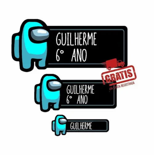 Etiqueta Escolar Menino 122 Unidades Among Us - Frete Grátis