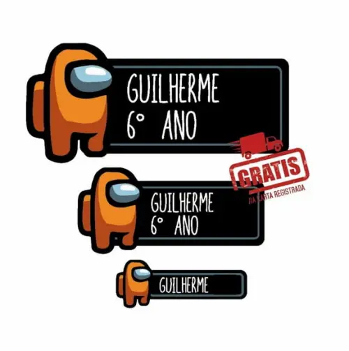 Etiqueta Escolar Menino 122 Unidades Among Us - Frete Grátis