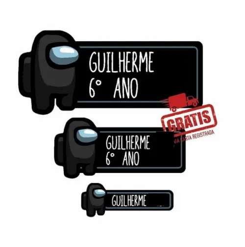 Etiqueta Escolar Menino 122 Unidades Among Us - Frete Grátis