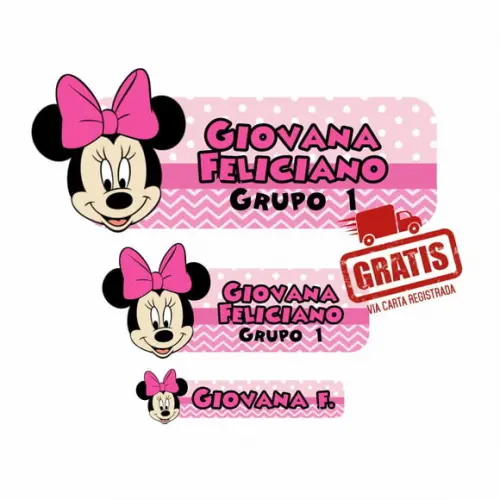 Etiqueta Escolar Minnie Rosa - 122 Unidades