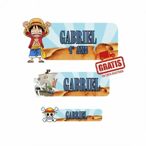 Etiqueta Escolar One Piece - 122 Unidades