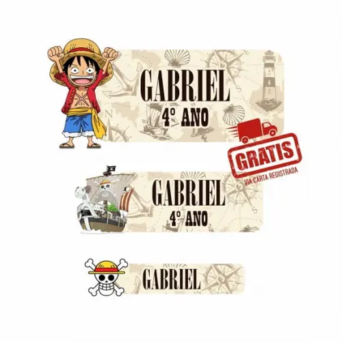 Etiqueta Escolar One Piece - 122 Unidades