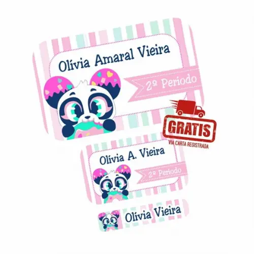 Etiqueta Escolar Panda Donuts Puket Frete Grátis