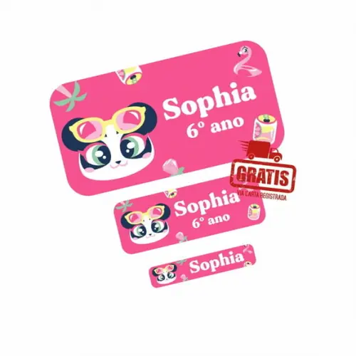 Etiqueta Escolar Panda Puket Frete Grátis