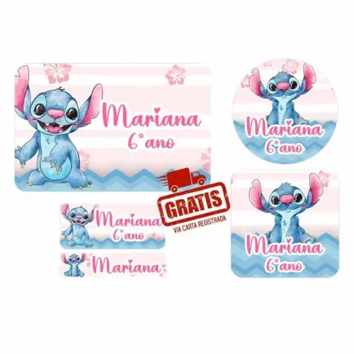 Etiqueta Escolar Stitch 112 Unidades