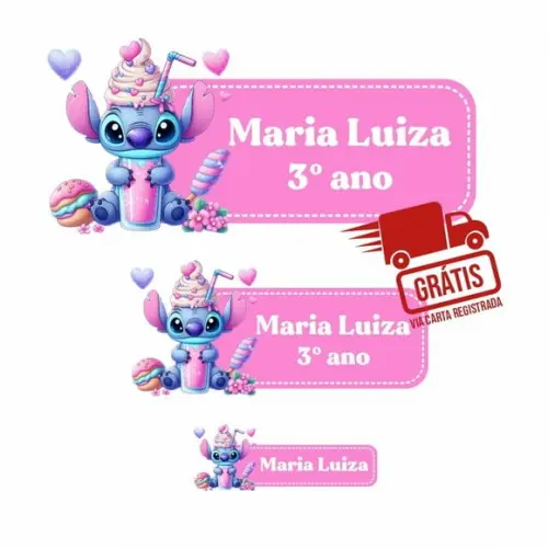 Etiqueta Escolar Stitch 122 Unidades Frete Grátis