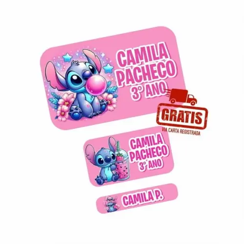 Etiqueta Escolar Stitch Frete Grátis