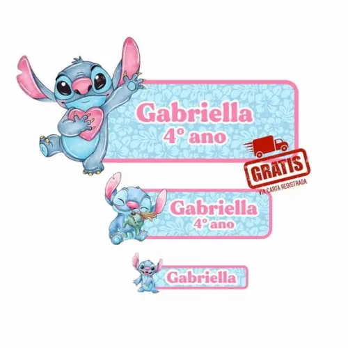 Etiqueta Escolar Stitch Menina 122 Unidades Frete Grátis