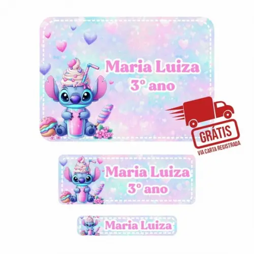 Etiqueta Escolar Stitch Menina 250 Unidades