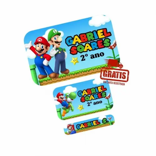 Etiqueta Escolar Super Mario Frete Grátis