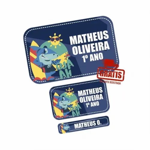 Etiqueta Escolar Tubarão Puket Frete Grátis