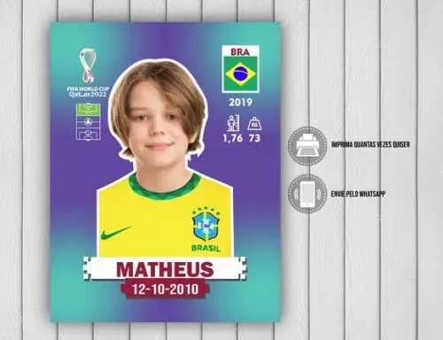 Figurinha Personalizada Copa do Mundo 2022 Arquivo Digital