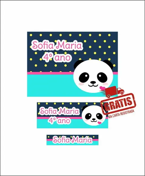 Kit Digital Etiqueta Escolar Panda