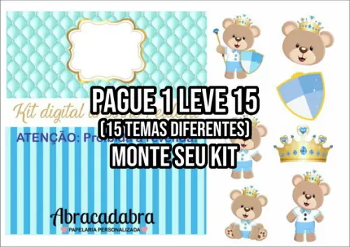 Kit Digital Ursinho Príncipe Azul Claro STUDIO+14 ARQUIVOS