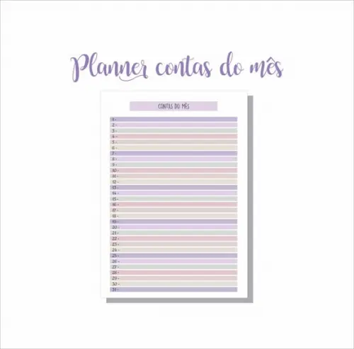 Planner Contas do mês PDF+14 ARQUIVOS