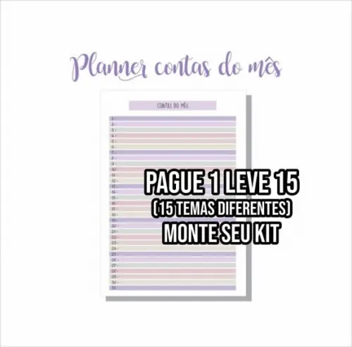 Planner Contas do mês PDF+14 ARQUIVOS