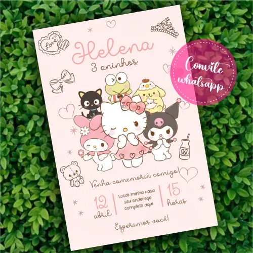 Convite Digital Hello Kitty