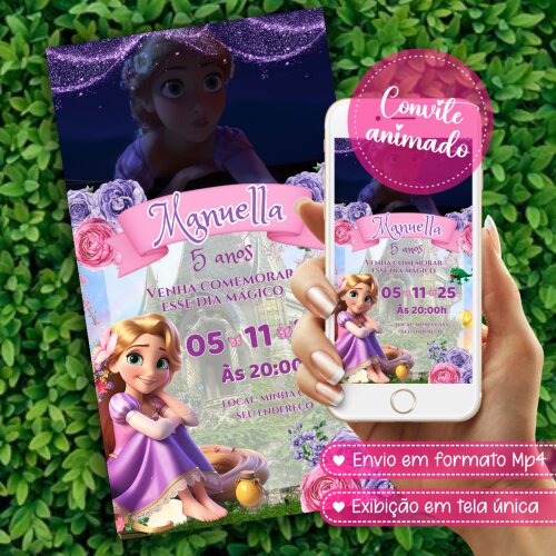 Convite Animado Rapunzel Enrolados Com Música
