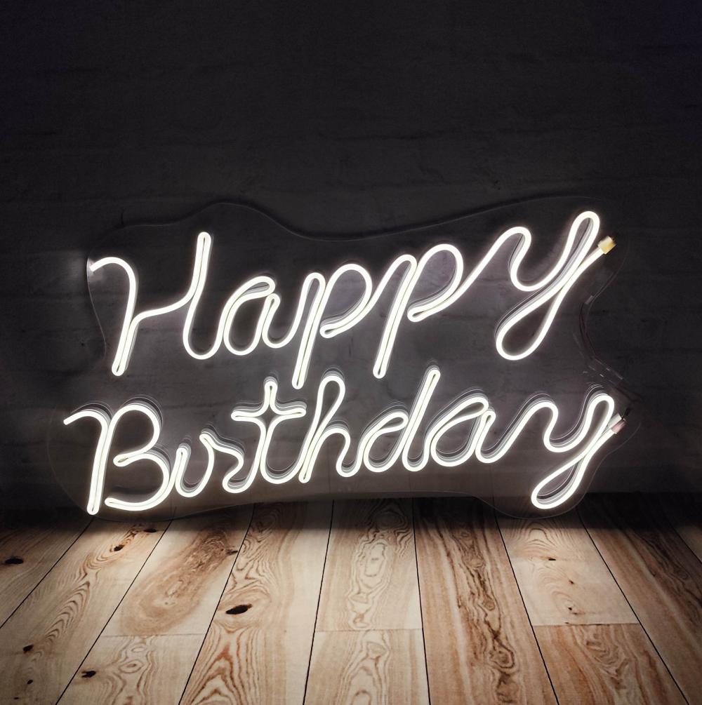 Placa Happy Birthday LED em Acrílico – 50 cm