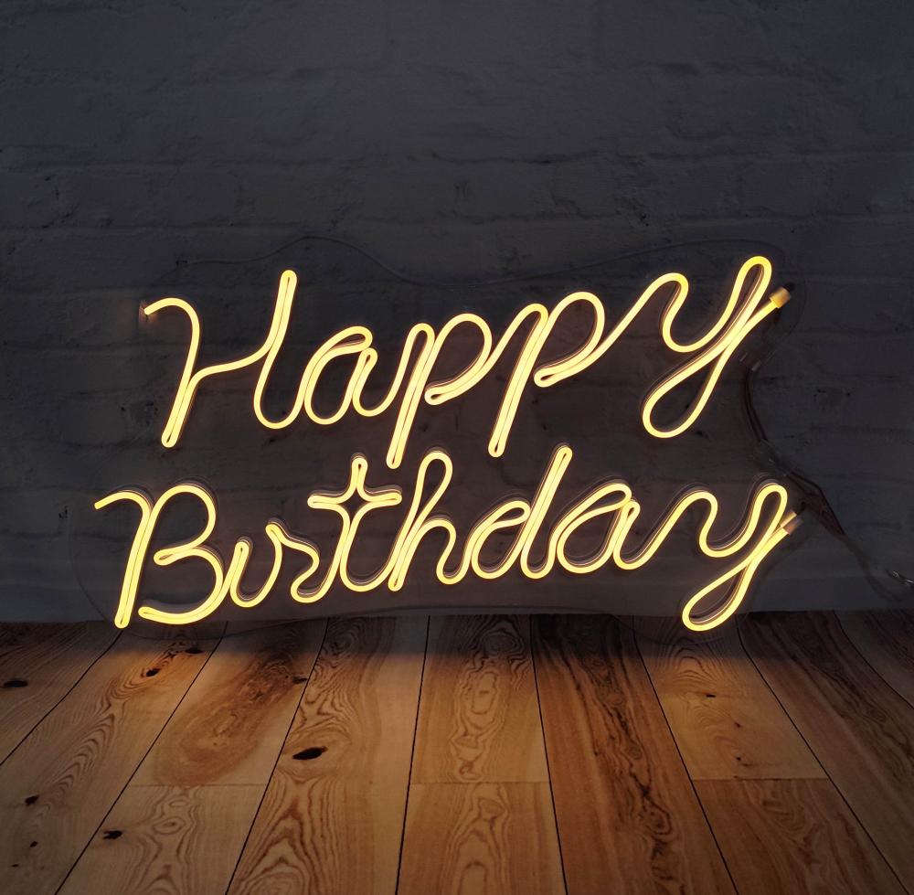 Placa Happy Birthday LED em Acrílico – 50 cm